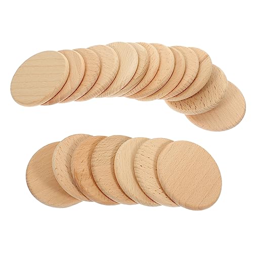 SEWACC 20 Stück Runde Holzspäne Selber Machen Rundes Wurstbrett Planke Stiele Balsa Klettschleifpapier Grüne Stängel Künstlich Anlage Girlande Schleifpads Würfel Markierungen Block Buche von SEWACC