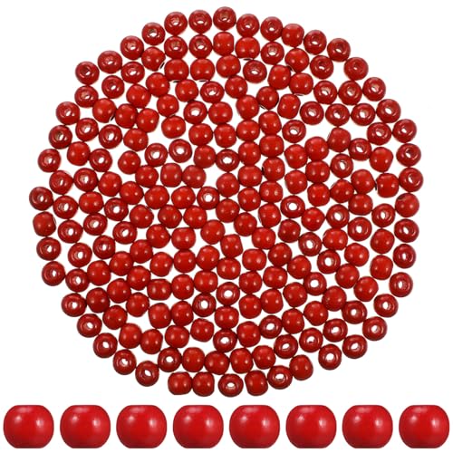 SEWACC 200Pcs 12Mm Rote Holzperlen Großes Loch Rotholz Makrame Perlen Lose Abstandshalterperlen Für DIY -Handwerksprojekte Schmuckzuarbeiten von SEWACC