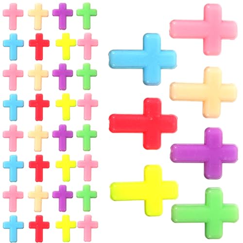 SEWACC 200Pcs Acrylkreuzperlen Zufällige Farbe Chunky Cross Perlen Charms Cross Spacer Perlen Für DIY -Schmuckzuarbeiten von SEWACC