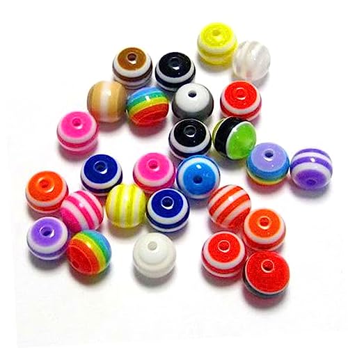 SEWACC 200St Acrylperlen rund Schmuck basteln gestreifte Perlen runde Perlen 6mm Acrylperlen für die Schmuckherstellung von SEWACC