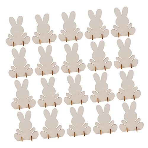 SEWACC 20Pcs Hasenschmuck aus Holz ostern tischdeko ostertischdeko Osterdekoration mit Holzfiguren Aufbewahrung von Badespielzeug ausgestopft Nest Holzhase Holzhandwerk für Ostern hölzern von SEWACC