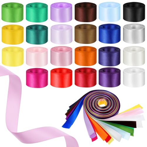 SEWACC 23 Pcs Satinbänder Farbenfrohe Bänder Doppelgesicht Satin Ribbon Dekorative Nähbänder Für Crafts Party Hochzeitsdekoration von SEWACC