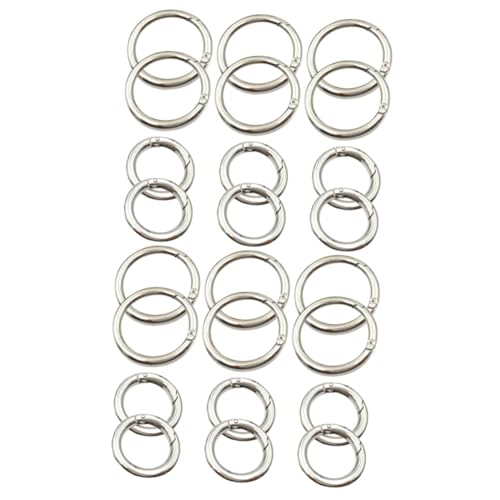 SEWACC 24 Stk Federringschnalle rundkarabiner schlüsselring mit karabiner auto schlüsselanhänger runder Karabiner Karabinerhaken entsprungen Schlüsselringe DIY-Taschenschnallen Silver von SEWACC