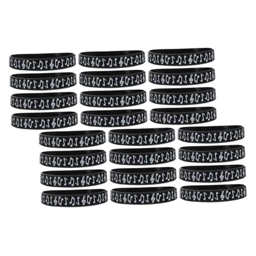 SEWACC 24st Musiknoten-armband Armbänder Einstellbar Bausätze Partydekorationen Zum Thema Musik Musik-party-armband Silikonarmband Musikpreise Musikarmband Armband Konzert Black Kieselgel von SEWACC