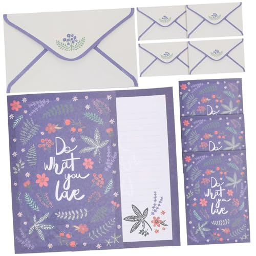 SEWACC 25 Sätze Wunderschönes Blumen-briefpapier-set Umschläge Aus Briefpapier Mit Blumenmuster Retro-briefpapiere Briefpapier-umschlag-kit Jahrgang Stationär Briefversorgung Violett von SEWACC