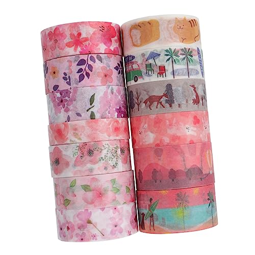 SEWACC 26 Rollen Kirschblüten-aufkleber Klebeband Mit Sakura-muster Blumen Abdeckband Blumenaufkleber Breites Washi Masking Tape Schlüsselbundverschluss Kinderanzug Malerband Papier von SEWACC