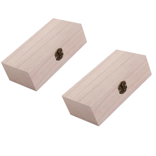 SEWACC 2Er-Box Holzkasten rustikale Mini-Schatztruhe antiker Schmuck Retro-Dekor kleine schmuckkästchen storage boxes für regal Khaki von SEWACC