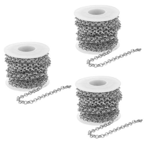 SEWACC 3 Rollen Aluminiumkette kopfschmuck DIY kette handgefertigte Ornamente schmuckherstellung schmuck machen Halsketten Schlüsselband verdrehte Gliederketten handwerk kette Silver von SEWACC