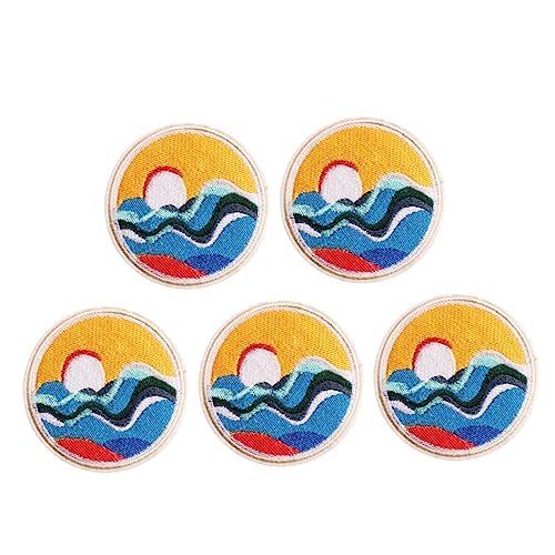 SEWACC 3 Sätze Sonnenaufgang-sonnenuntergang-patch Embroidery Vorhänge Mit Kleidungsstück Patches Kinder Nähen Aufnäher Entzückende Patches Flicken Aufbügeln Polyester 5 Stück * 3 von SEWACC