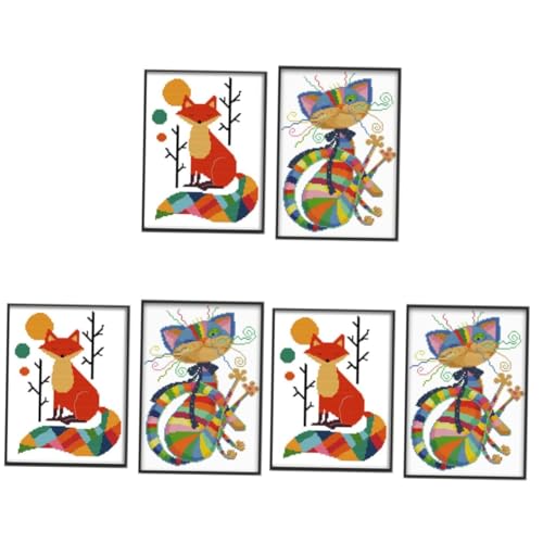 SEWACC 3 Sets Fuchs DIY Stickerei DIY Stickset Stickerei Handwerk Dekor Haushalts Sticksets Tiere Stickerei Handwerk Handgefertigt Kreuzstich Stickerei DIY Kit Polyester von SEWACC