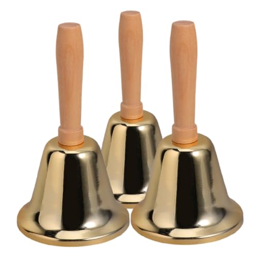 SEWACC 3 Stücke Laute Handglocke Handglocken Abendessen Glocken Serviceglocke Für Innen Klassenzimmer Glocke Für Lebensmittel Linie Alarm Jingles Klingeln Goldene von SEWACC