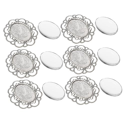 SEWACC 30 Stück Broschenhalter retro styles glaskuppel Broschen-Grundlage Personalisierte Dekoration leeres Revers Webstuhl Lünette Brosche Tablett Broschenrohling-Kit Legierung Silver von SEWACC