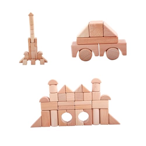 SEWACC 32 Stk Buchenblock kinder holzspielzeug holzspielzeug holzbauklötze Holzspielzeug Set holzspielsachen spielzeuge Holzhandwerk quadratischer Holzblock Hölzern Colorful von SEWACC