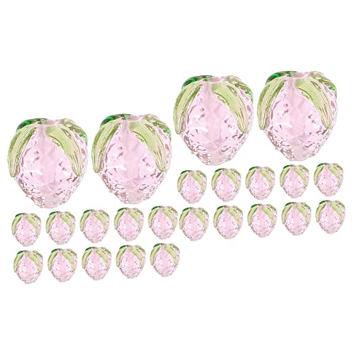 SEWACC 32 Stk Erdbeere aus Glas Erdbeer-Schmuckanhänger Erdbeerverzierung bastelmaterial bastel materialien Charms für die Herstellung von Armbändern Erdbeer-Schmuck-Accessoire Rosa von SEWACC