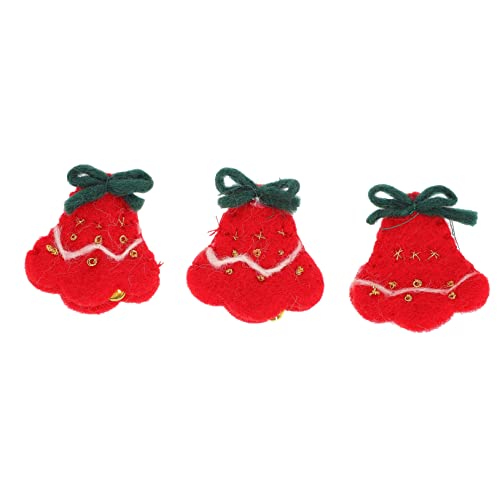 SEWACC 3St Glockenaufkleber dekor für weihnachtsbaum kinder dekor gestickte Weihnachtsapplikation weihnachtsdeko weihnachtsbasteln weihnachtsbaum dekor Weihnachtsflecken aus Wollfilz rot von SEWACC