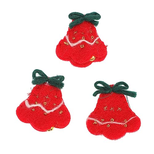 SEWACC 3St Glockenaufkleber weihnachtsgeschenke selber machen Filz-Stoff-Pads kinder dekor weihnachtsdeko weihnachtsbasteln Applikation im Weihnachtsstil Kopfbedeckung Patch Wollfilz rot von SEWACC