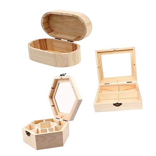 SEWACC 3St Holzkasten storage boxes aufbwahrungs-box Holzbox Mini-Schmuckkästchen Süßigkeiten selber machen handgefertigte Bonbonschachteln aus Holz kreative holzschachteln für bonbons von SEWACC