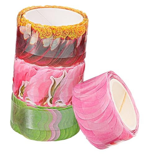 SEWACC 4 Rollen Dekoratives Band mit Blütenblättern Washi-Klebeband Washi-Tape-Spender Tagebuch-Klebeband Handdekor Klebeband mit Blumenmotiv Papierbänder papierklebeband selber von SEWACC