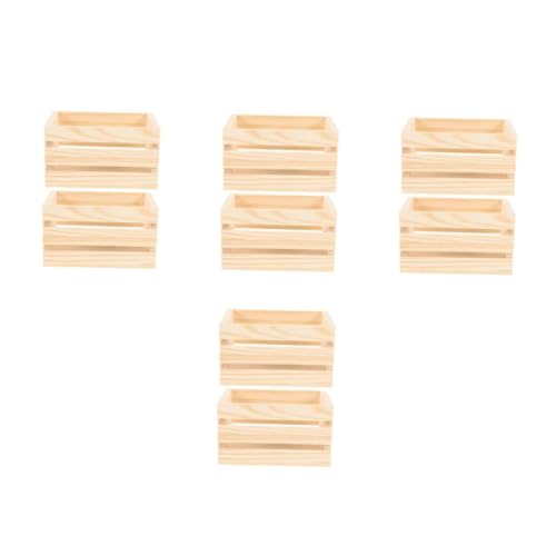 SEWACC 4 Sätze Mini-holzkorb Holzkisten Zum Basteln Holzkisten Zur Aufbewahrung Korb Aus Holz Miniatur-milchkiste Aus Holz Mini-holzkisten Puppenhaus Gartenverzierung Beige 2 Stück * 4 von SEWACC