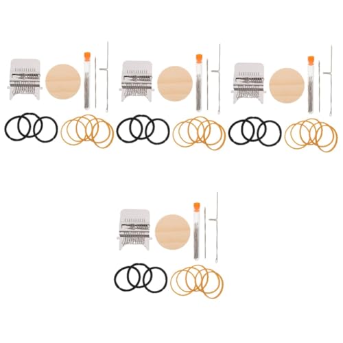 SEWACC 4 Sätze kleine Strickmaschine DIY-Maschine Mini-Webstuhl Hotfix-Tool Webband Strickwebstuhl kinderwebrahmem handnähmschine Garn Webstuhl Webstuhlzubehör selber machen hölzern von SEWACC