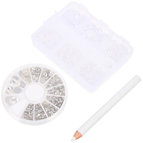 SEWACC 4 Sets Imitationsperlen Flache Diamant Strasssteine ​​Für Nägel Perlen Mit Flacher Rückseite DIY Bastelperlen Nagelkunst Perlen Nagelzubehör Charms Perlen Für Haarnadeln von SEWACC