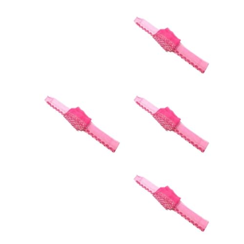 SEWACC 4 Stück Accessoires aus Mesh-Spitze dekoration Geschenkverpackungsband Zubehör für Hochzeitsalben Spitzenbesatzband gehäkeltes Spitzenband Burgunder Band Schnürband Polyester Rosy von SEWACC