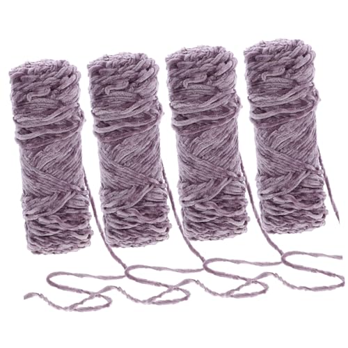 SEWACC 4 Stück Buntes Goldsamtgarn Deckengarn Baumwollgarn Handstrickmaschine Nadeln Finger handystativ handsfull gehäkeltes Fadenmaterial DIY Webgarn Chenille bunter Goldsamt Light Grey von SEWACC