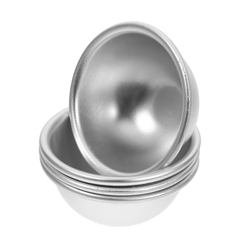 SEWACC 4 Stück Kugelformen Formen Herstellen Aluminiumformen Cupcake-pfannen Formen Für Pastell Zinnformen Fondant-dose Kuchenformen Aus Aluminium Cupcake-form Badeformen Silver von SEWACC