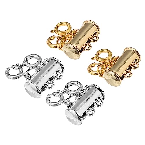 SEWACC 4 Stück Schiebeverschluss Goldene Accessoires Für Frauen Verschlüsse Geschichteter Halsketten-abstandshalter Goldperlen Für Die Schmuckherstellung Trendy Halskettenketten Stapel von SEWACC