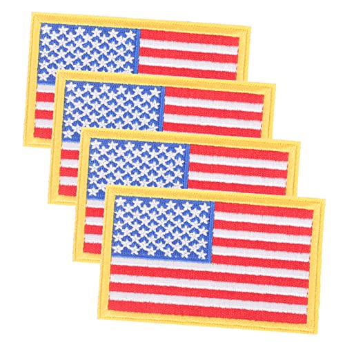 SEWACC 4 Stück Stoff aufkleber mit amerikanischer Flagge Silber bestickt funky sticken DIY-Patches stickerpappier stickrahmen aschen dekorative Stoffaufkleber praktische Flaggenaufkleber von SEWACC