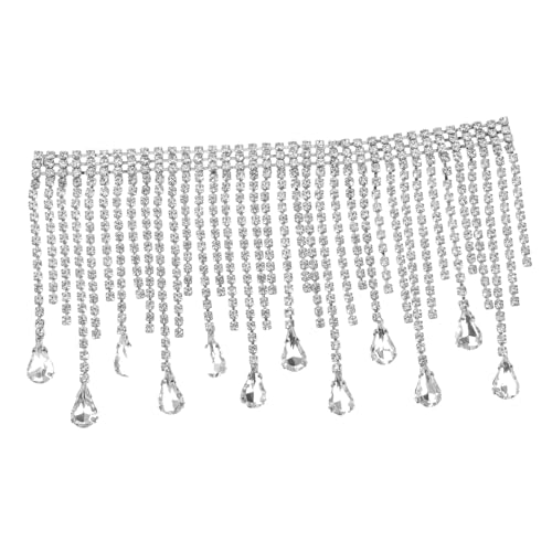 SEWACC 4 Stück Strass Kette Für Schmuck Kantenbesatz Fransenbesatz Applikationen Strasssteine ​​Zum Basteln Kleidung Fransenbesatz Strass Kleidungskette Strass Fransenkette von SEWACC