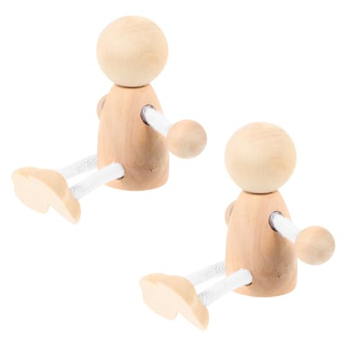 SEWACC 4 Stück hölzerner Mann Peg-Puppe Kokeshi-Stöpselpuppen lustige DIY-Puppen Dolly-Peg Kinderhandwerk holzfiguren DIY Holzspielzeug holzpuppen selber machen Holzhandwerk DIY-Malpuppen von SEWACC