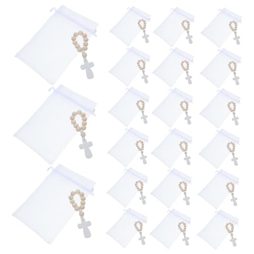 SEWACC 40 Sätze Segensperlen-Set holzperlen set taufgeschenk holzperlen armband Shower Dekoration Rosenkranz Taufperlen Fingerrosenkranz Gittergewebe von SEWACC