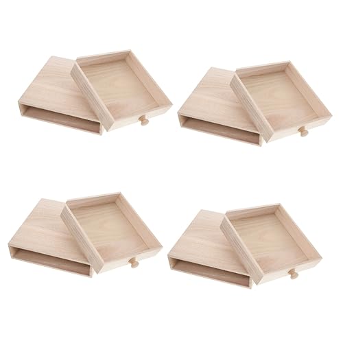 SEWACC 4Er-Box Teebox Geschenkbox kleine Schublade Organizer-Schublade Kisten dekorative Foto storage boxes aufbwahrungs-box Kaffeeschublade Teebeutel-Organizer Holz von SEWACC