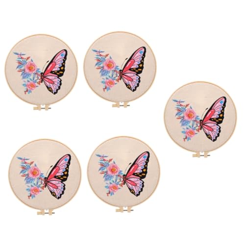 SEWACC 5 Sets Schmetterling Kreuzstich Stickset Für Anfänger – Stichzubehör Zubehör DIY Stickzubehörset Nadel Und Fadenset Stickgarn Aus Polyester von SEWACC