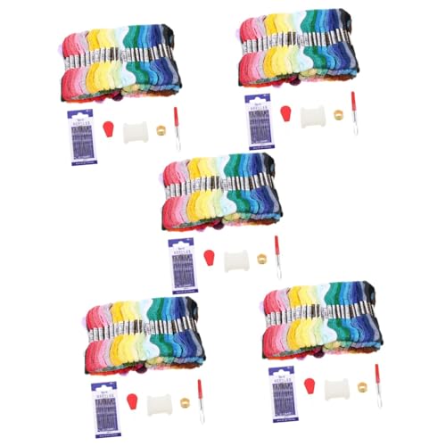 SEWACC 5 Sets Stickgarn Nadel Und Faden Set Strickset Stickset Für Kinder Armband Set Nähmaschine Kinder Stickschnur Armband Für Kinder Lochnadel Sets Polyester von SEWACC