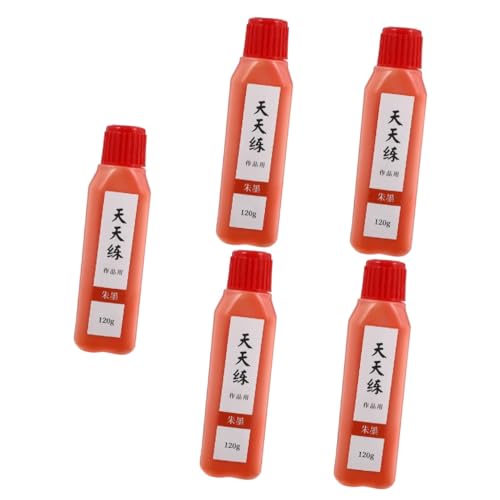 SEWACC 5 Stück 1 Tinte Chinesische Zeichentusche Kalligrafie-zubehör Farbpinsel Japanisches Rot Schwarz Chinesisches Rotes Papier Chinesischer Malpinsel Scrimshaw-kit Rote Farbe von SEWACC