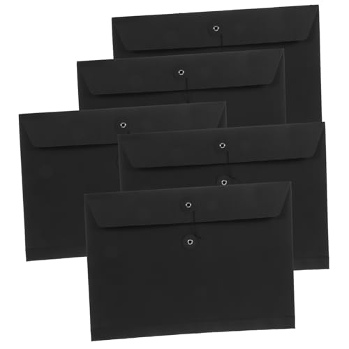 SEWACC 5 Stück Tüte aus Kraftpapier storage boxes aufbwahrungs-box Geschäftskartentasche paper bag storage bags erweiterbar Dokumentenmappen Dokumententaschen aus Papier Dateiordner Black von SEWACC