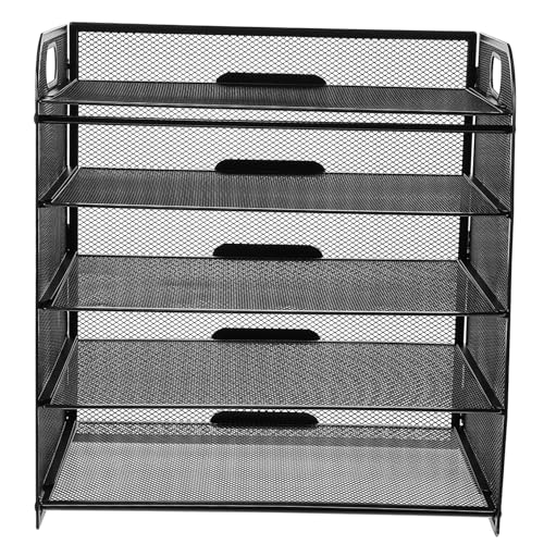 SEWACC 5-lagiger Mesh-desktop-datei-organizer Organizer Für Briefablagen Schubladenorganisatoren Papierfach-organizer Für Den Schreibtisch Teiler Dokumentieren Kohlenstoffstahl Black von SEWACC