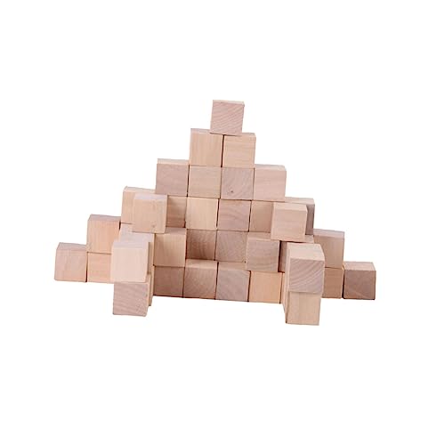 SEWACC 50 Stück Bastelwürfel Kinder Bauen Würfel Würfelhandwerk unfertige Blöcke Würfel selber Machen bastel Materialien Holzblöcke Kleiner Block quadratischer Holzblock Hölzern von SEWACC