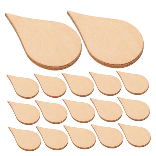 SEWACC 50 Stück Dekoration aus Holzspänen holzplatten Mini-Backblech Wohnkultur dis Tropfendekoration Ornamente aus Holzscheiben Holzschmuck für das Kunsthandwerk hölzern Beige von SEWACC