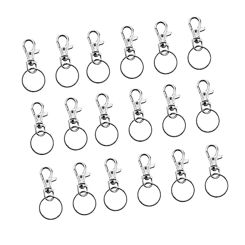 SEWACC 50 Stück Hummerschere Schlüsselanhänger mit Drehverschluss Karabinerhaken Schlüsselbundringe bastelzeug car keychain key chains Hummer-Schlüsselanhänger Karabinerverschluss Silver von SEWACC