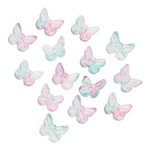 SEWACC 50 Stück Schmetterlingsperlen Kristall-Schmetterlings-Abstandsperlen Transparente Glas-Schmetterlingskristall-Anhänger für Die Diy-Schmuckherstellung (Grün) von SEWACC