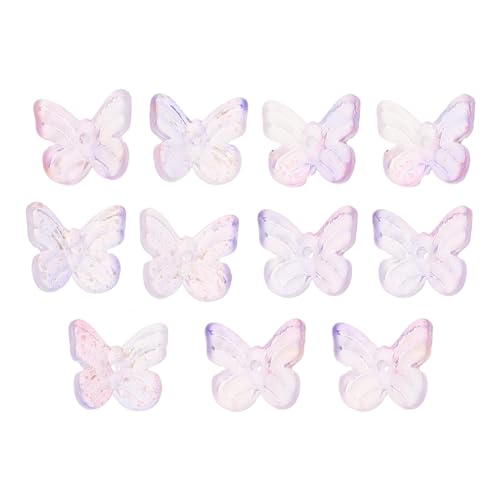SEWACC 50 Stück Schmetterlingsperlen Kristall-Schmetterlings-Abstandsperlen Transparente Glas-Schmetterlingskristall-Anhänger für Die Diy-Schmuckherstellung (Rosa) von SEWACC