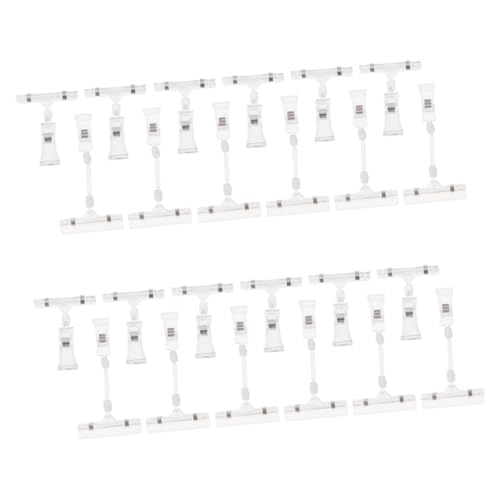 SEWACC 50 Stück Werbeclip Klare Etikettenhalter Preisschildhalter Clips Für Preisschilder Display-clips Aufbewahren Doppelseitige Schilderhalter Lebensmittelzeichen-clip Abs Transparent von SEWACC