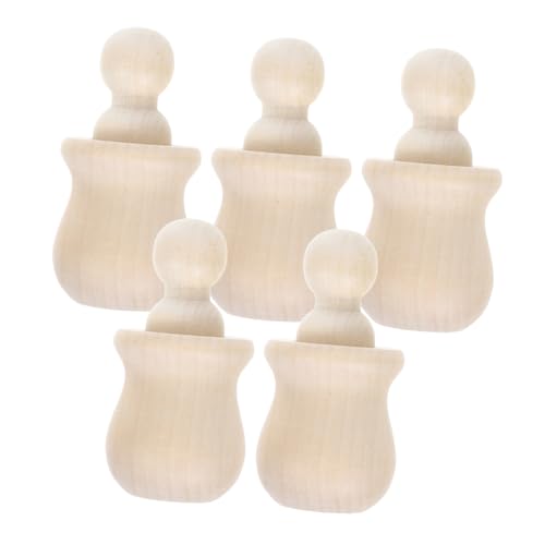 SEWACC 5st Puppen-holzglas-set Unbemalte Puppen Aus Holz Unfertige Holzpuppen Holzpuppen-malset Holzpflockmenschen Holzpflockpuppe Blanko-peg-puppen Aus Holz Bastelpuppen Khaki Hölzern von SEWACC