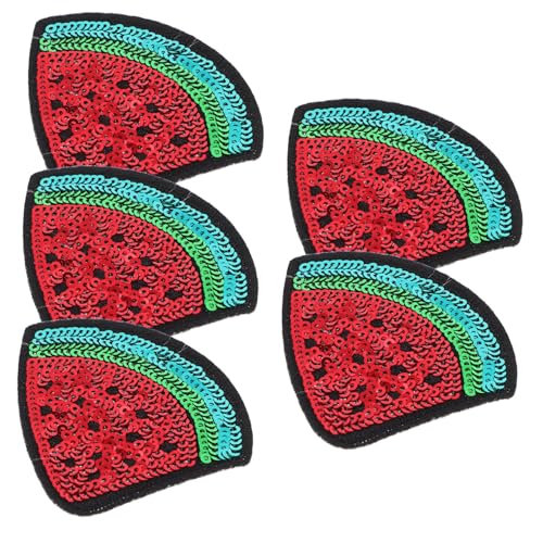 SEWACC 5st Stickaufkleber Luft Mantelflicken Fruchtflecken Bulk-snacks Applikation Wassermelone Hut-appliance-patch Ups Sterne-pickel-patches Geburtstagsdekoration Scoop Rot Twill-stoff von SEWACC