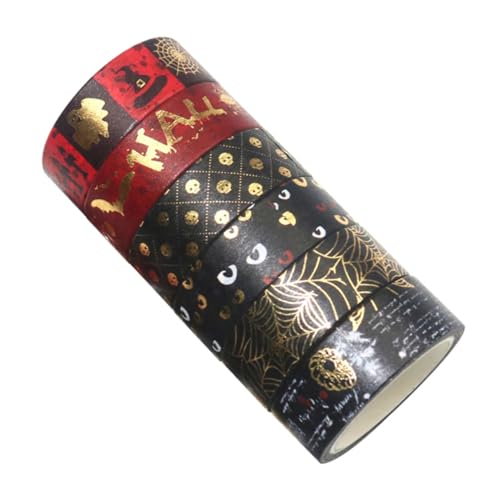 SEWACC 6 Stück Halloween Folienprägung Washi Tape Gruselig Halloween-klebeband Klebeband Für Scrapbooking Geschenkpapier Mod Zeitschrift Dekoratives Papierband Gel Film Japanisches Papier von SEWACC