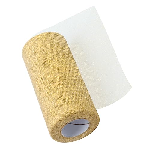 SEWACC 6 Tüllband goldenes Satinband funkelndes Bandspulennetz Pailletten-Stoffspule Band für Schleifen goldene Tüllspule Tüllspulen Goldrand Sparkling Tulle Ribbon Tulle for Decorating von SEWACC