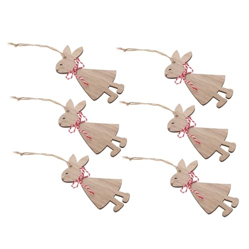 SEWACC 6Pcs Holzanhänger für Ostern Osterdekoration Holzanhänger Osterdeko Holzanhänger meerschweinchen versteck für Nutztiere Plüschtiere zierleisten holz frühlingsdeko Bambus von SEWACC